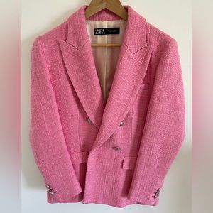Pink tweed Zara blazer, size large
